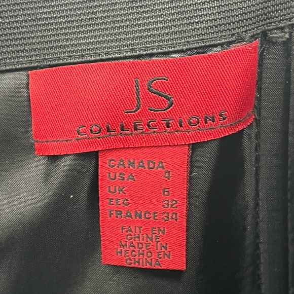 JS Collections Strapless Black Fringe Beaded Ruched Gown with Feathers Size 4 - Picture 4 of 5